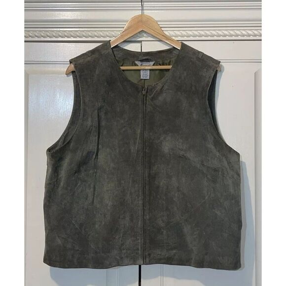 Stonebridge Suede Vest Women 1X‎ Green - Picture 1 of 7